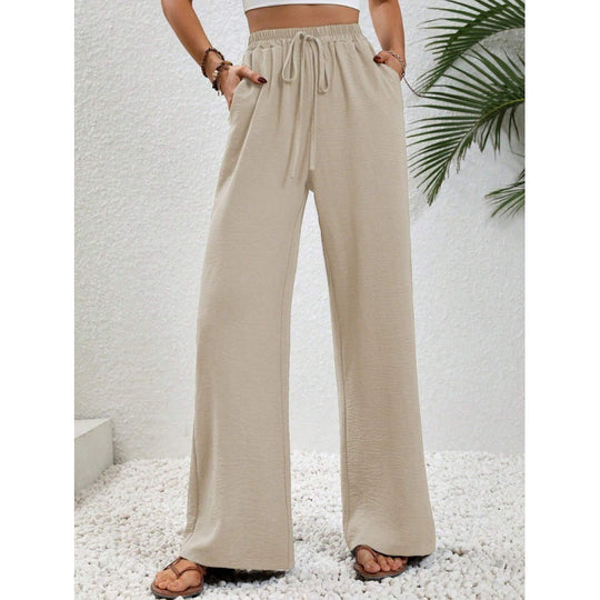 Damen luftige Paltz-Hose mit elastischem Bund und praktischen Taschen EB