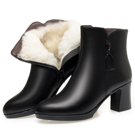 Damen Elegante Stiefeletten mit modischem Reißverschluss und blockiertem Absatz EB