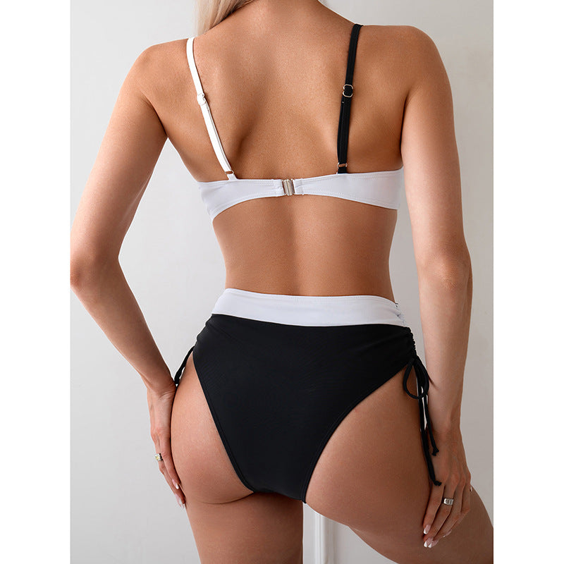 Damen Hochtaillierter Bikini mit modischem Wickel-Design EB