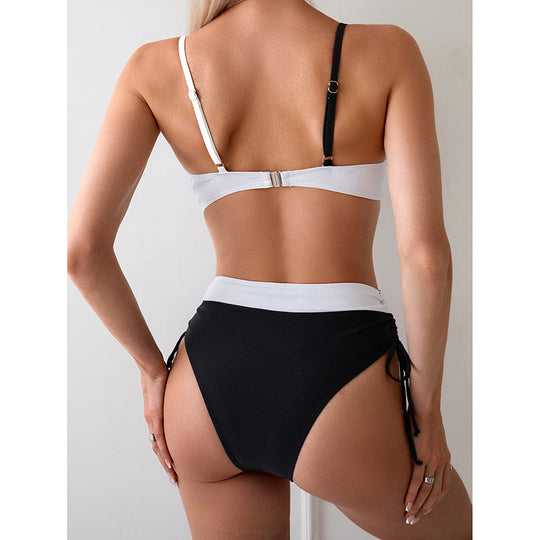 Damen Hochtaillierter Bikini mit modischem Wickel-Design EB