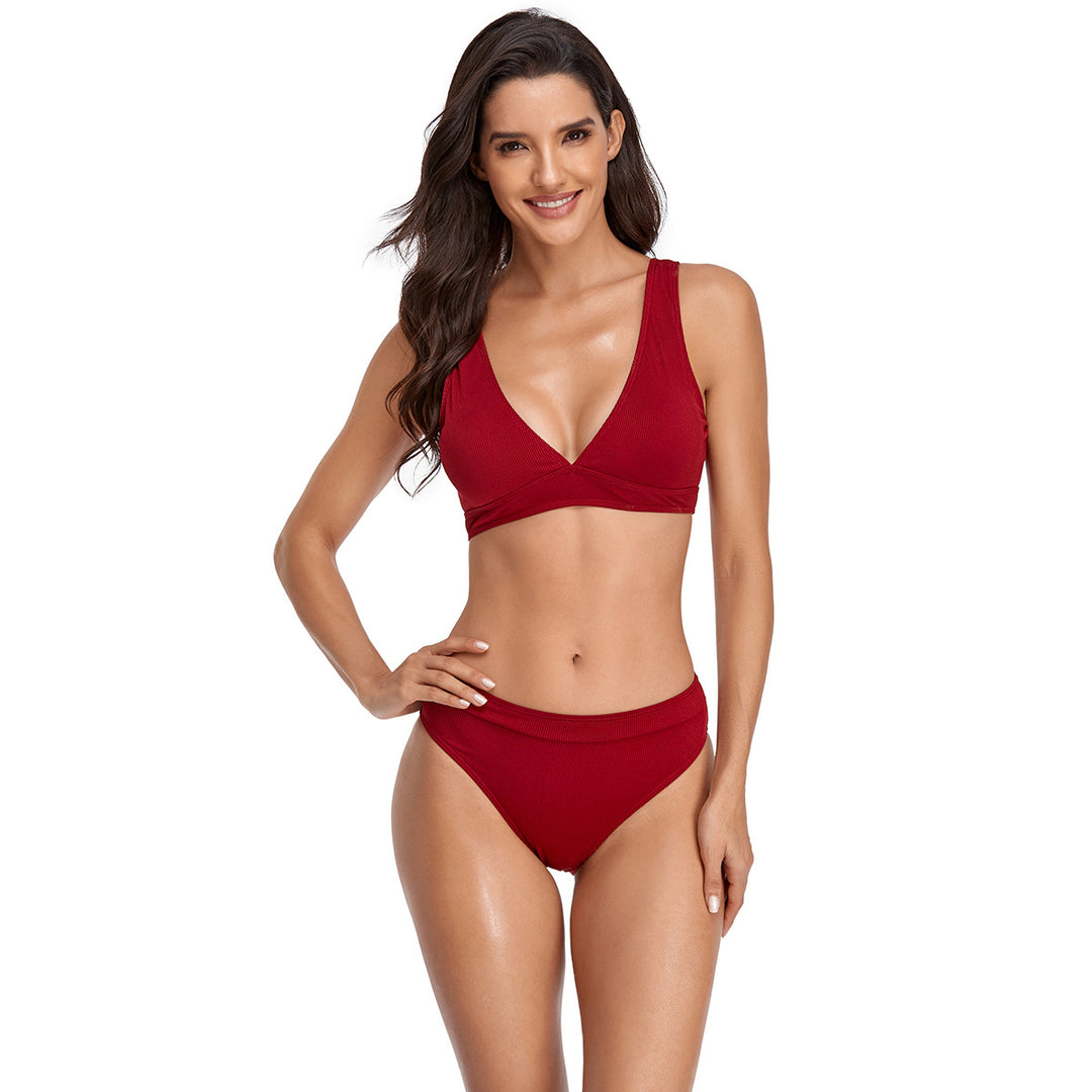 Damen Triangel-Bikini-Set mit modischem Schnitt und hohem Bund EB