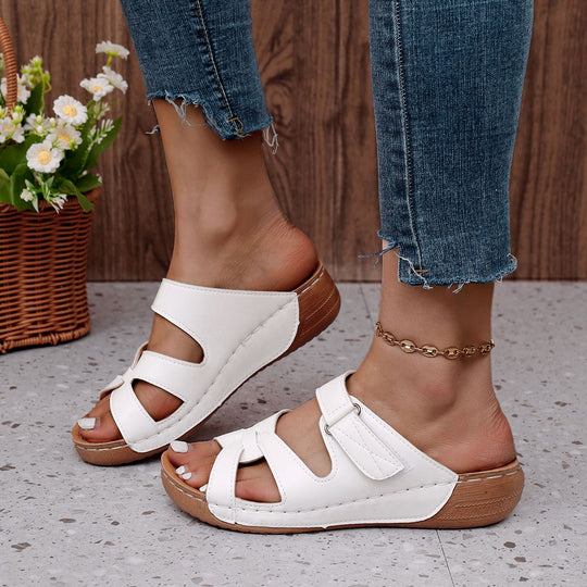 Damen Bequeme Keil-Sandalen mit verstellbaren Riemen EB