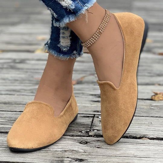 Damen spitz zulaufende Velours‑Loafer mit gepolsterter Innensohle EB