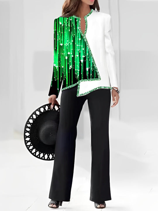 Damen Elegante Statement-Jacke mit asymmetrischem Schnitt und funkelnden Details EB