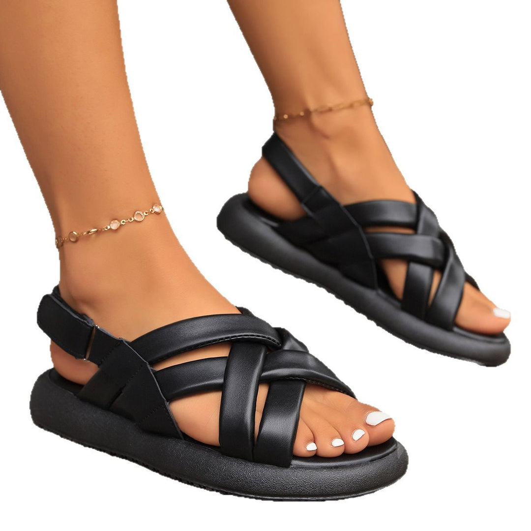 Damen Komfortable Riemensandalen mit elastischen Kreuzriemen EB