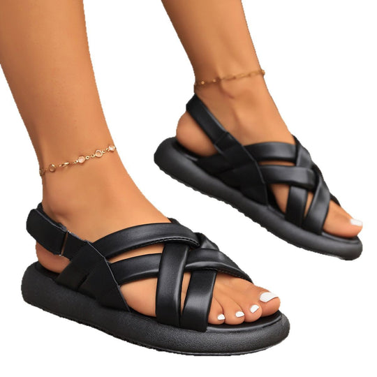 Damen Komfortable Riemensandalen mit elastischen Kreuzriemen EB