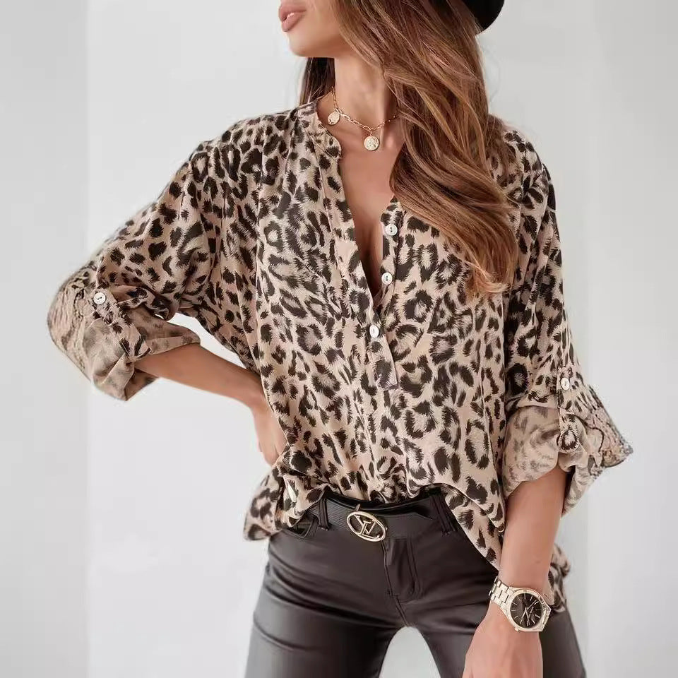 Damen Bluse im eleganten Animal-Print mit Raffungen EB