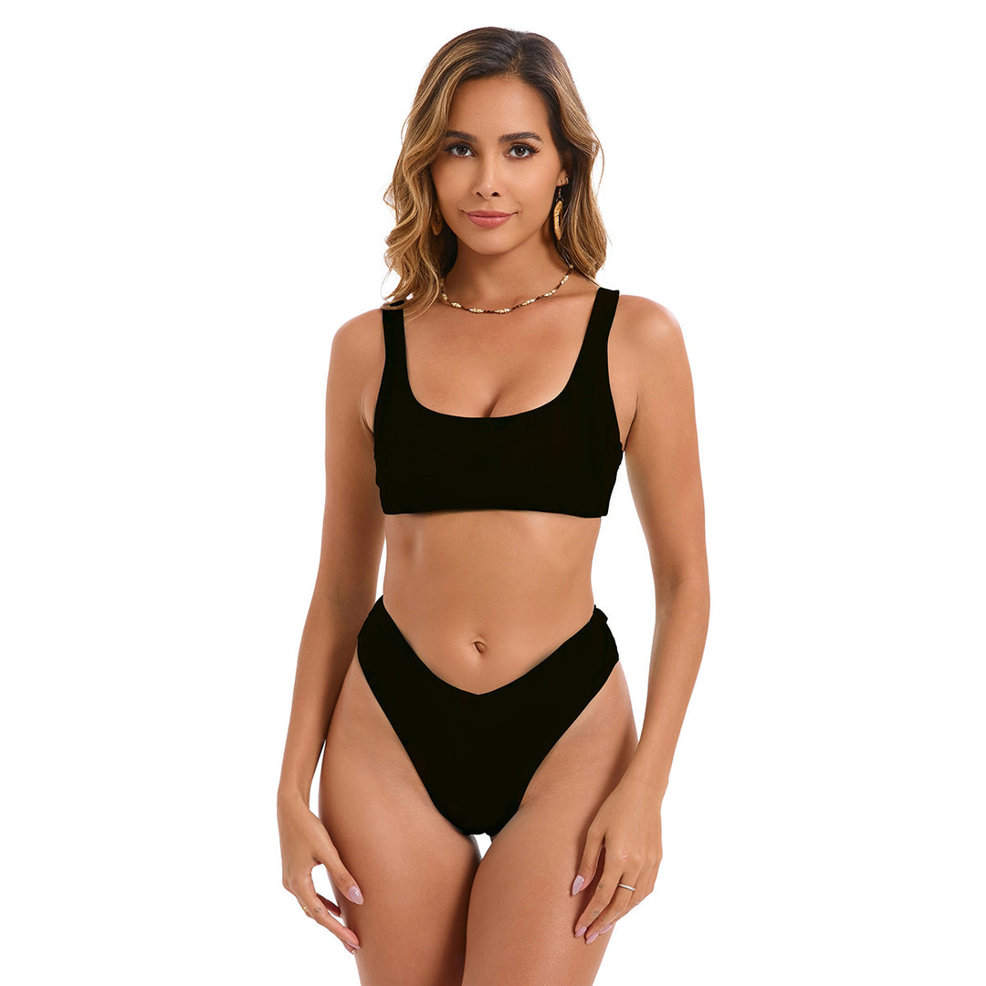 Damen Bikini-Set mit hoch geschnittenem Unterteil und sportlichem Oberteil EB