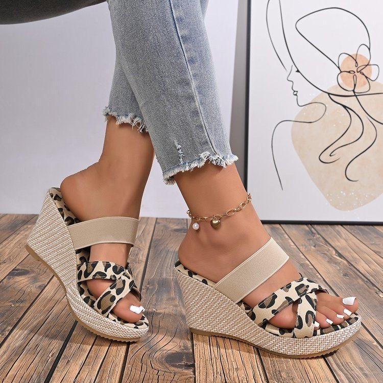 Damen Elegante Keil-Sandalen mit breiten Riemen EB
