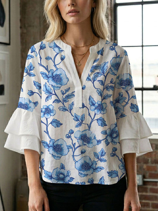 Damen Bluse mit wunderschönen floralem Design EB