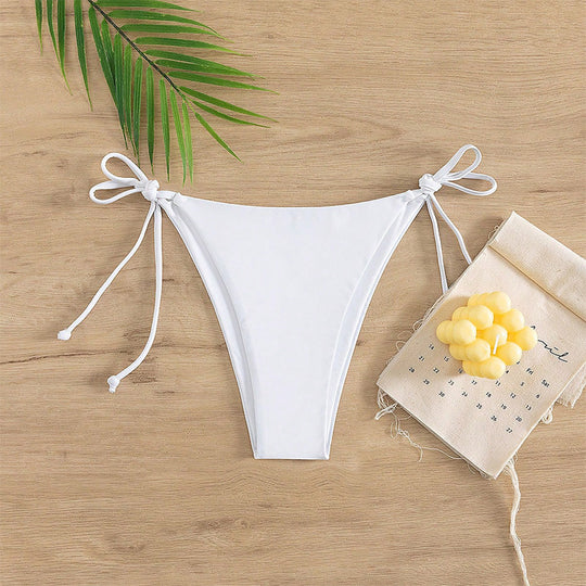 Damen Hoch geschnittene Bikini-Hose mit verstellbaren Bindebändern EB