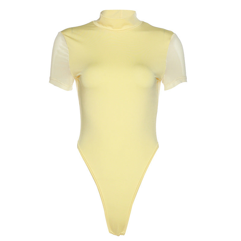 Damen Figurbetontes Bodysuit mit Hochkragen EB