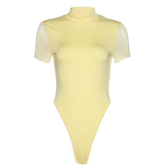 Damen Figurbetontes Bodysuit mit Hochkragen EB