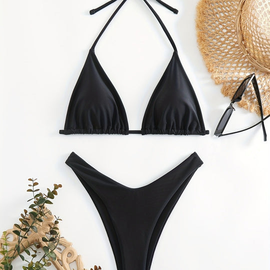 Damen Triangel-Bikini-Set mit gerafftem Design EB