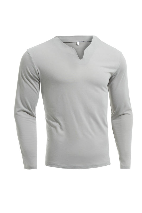 Herren nan Langarmshirt mit V-Ausschnitt Slim Fit Baumwollmix und elastischem Komfortbund EB