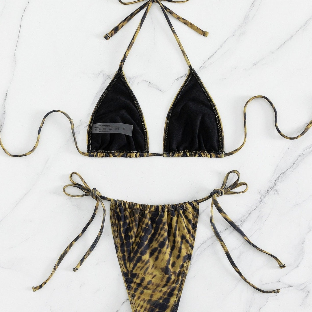 Damen Triangel-Bikini mit verstellbaren Schnürdetails EB