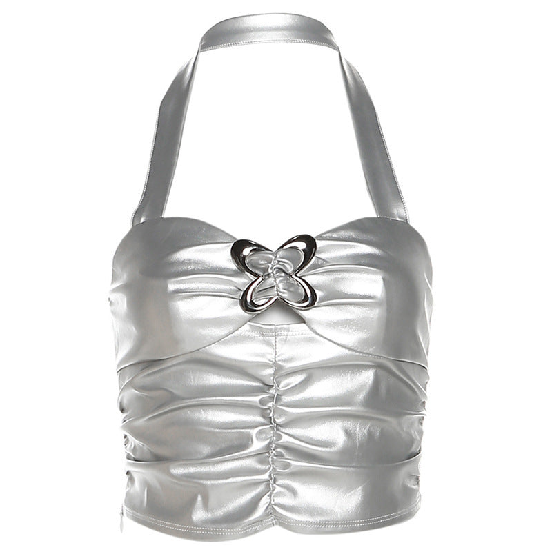 Damen Metallic Crop Top EB