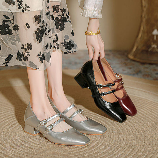 Damen elegante Mary Jane Schuhe mit modischem Absatz EB