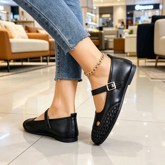 Damen Bequeme und elegante Ballerinas mit geflochtenem Muster EB
