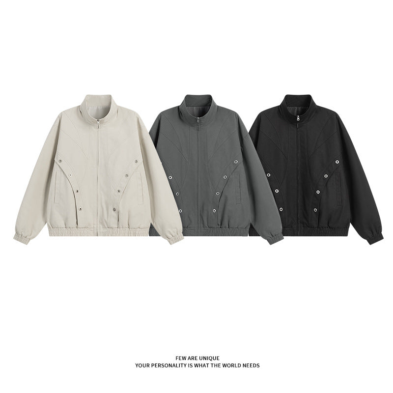 Damen modische Übergangsjacke mit hohem Kragen und praktischen Druckknopfdetails EB