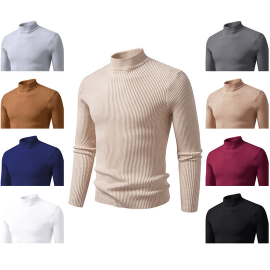 Herren eleganter Rollkragenpullover aus feinem Rippstrick EB