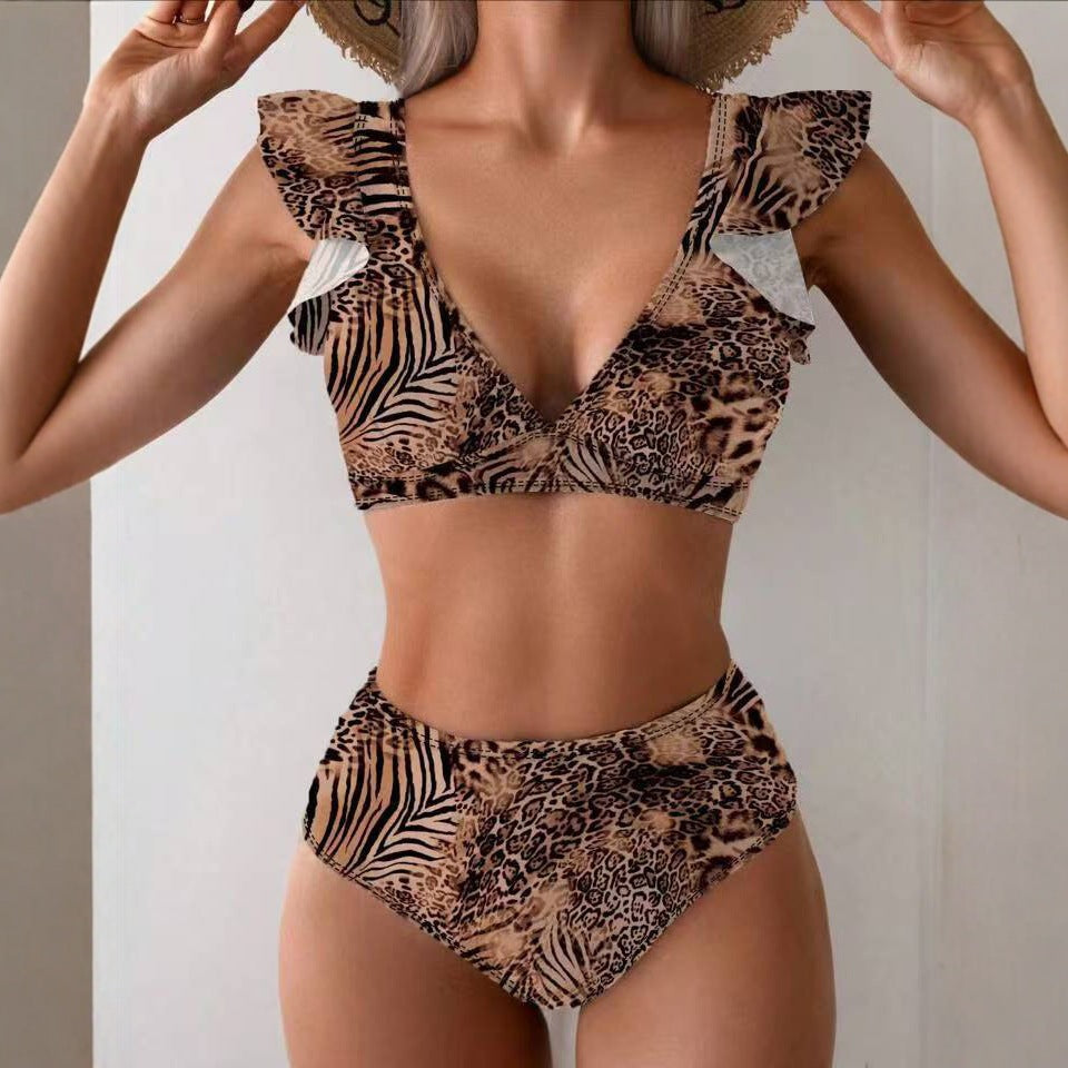 Damen Bikini-Set mit verspielten Rüschen und floralen Mustern EB