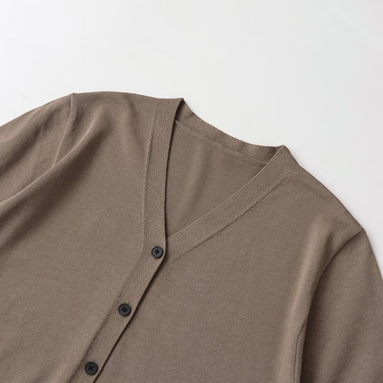 Damen Strickjacke mit V-Ausschnitt und kurzen Ärmeln EB