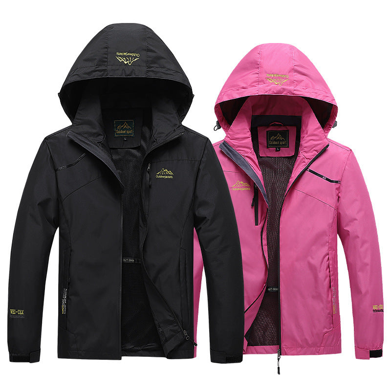 Herren atmungsaktive Softshell-Trekkingjacke mit verstaubarer Kapuze, Netzfutter und multifunktionalen Reißverschlusstaschen EB