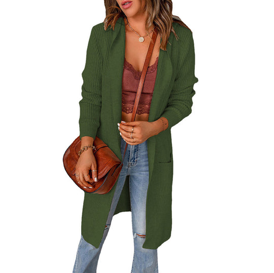 Damen Strickjacke mit tiefem V-Ausschnitt und praktischen Taschen EB