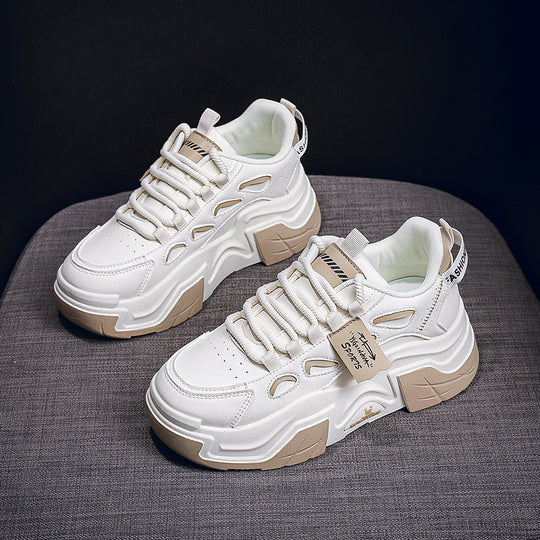 Damen modische Chunky Sneakers mit atmungsaktiver Oberflächenstruktur und gepolsterter Sohle EB