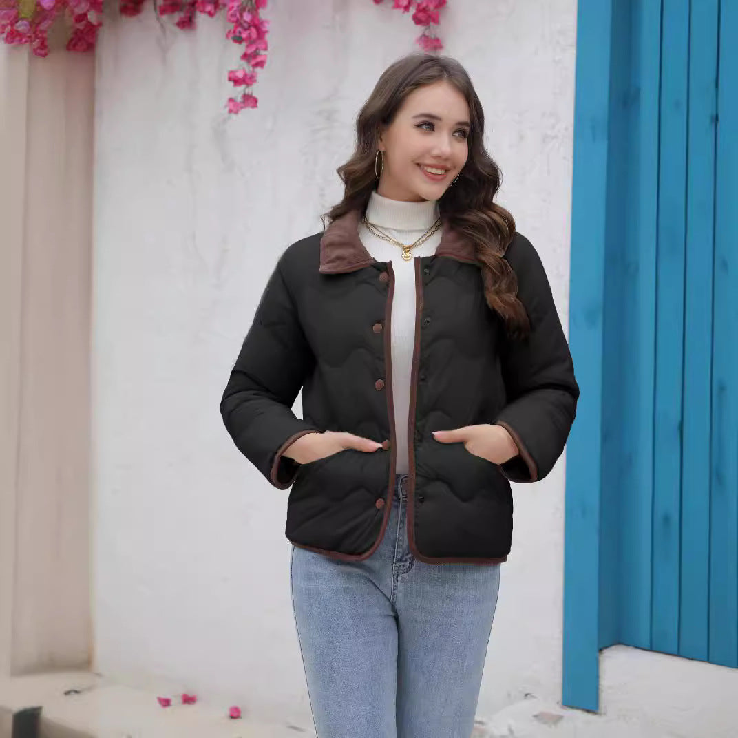 Damen gesteppte Kurzjacke mit schickem Kragen EB