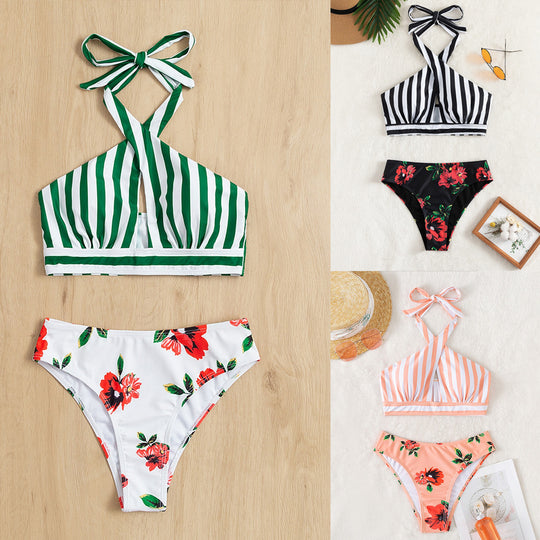 Damen Bikini mit hoch geschnittenem Slip und modischem Wickeloberteil EB