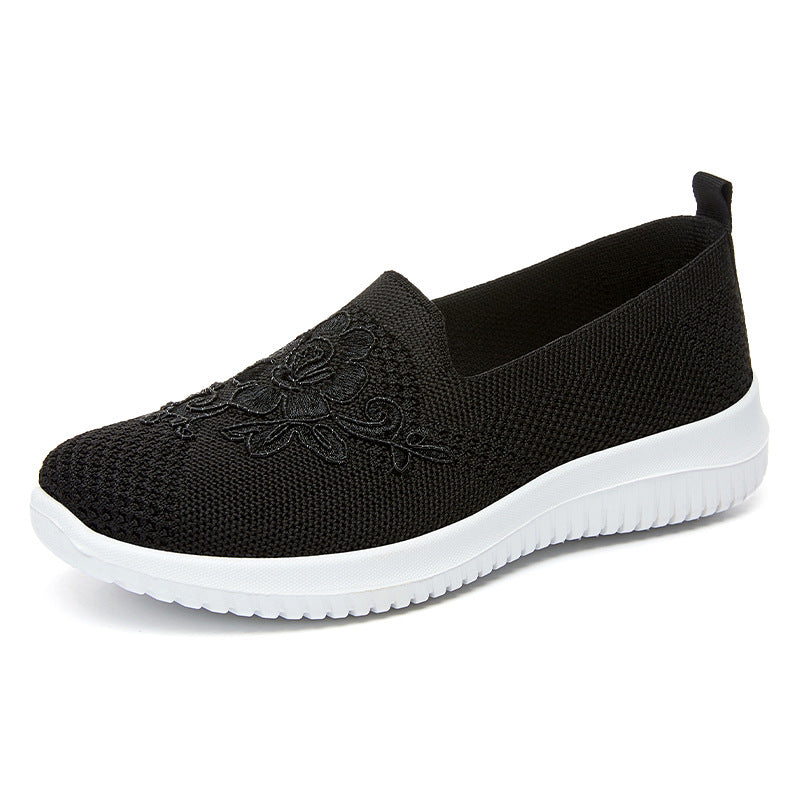 Damen Slip-On Schuhe mit floralem Motiv und atmungsaktivem Obermaterial EB