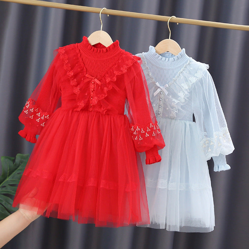 Mädchen festliches Tüllkleid mit Rüschendetails EB