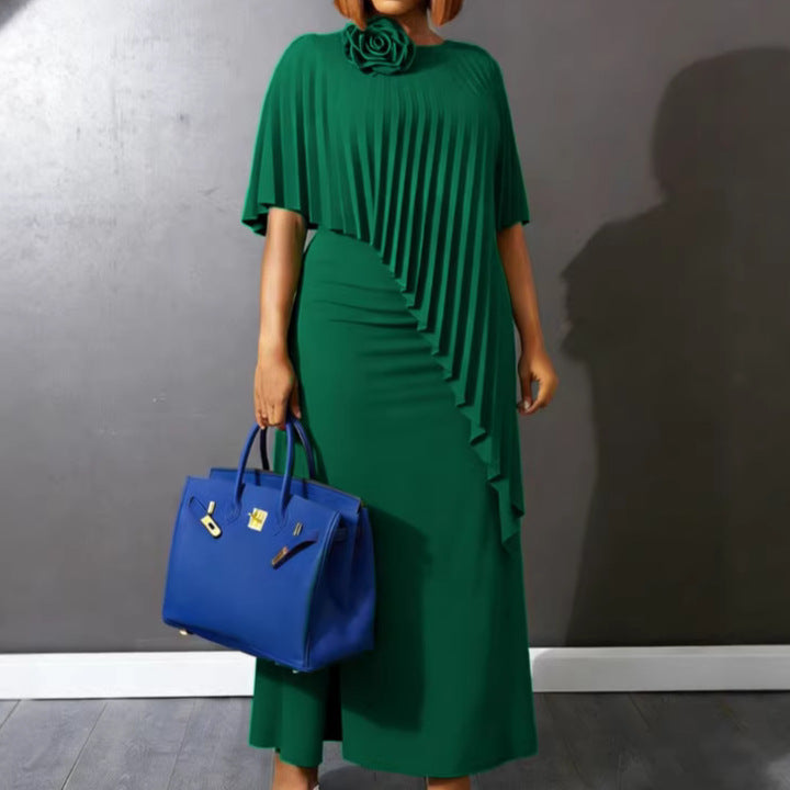 Damen ärmelloses Maxi-Kleid mit elegantem Faltenverlauf EB