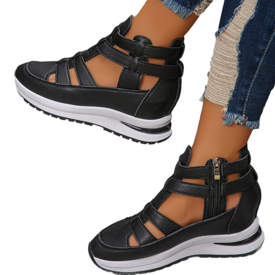 Damen Sportliche Plateau-Sandale mit geflochtenem Riemen und dämpfender Profilsohle EB