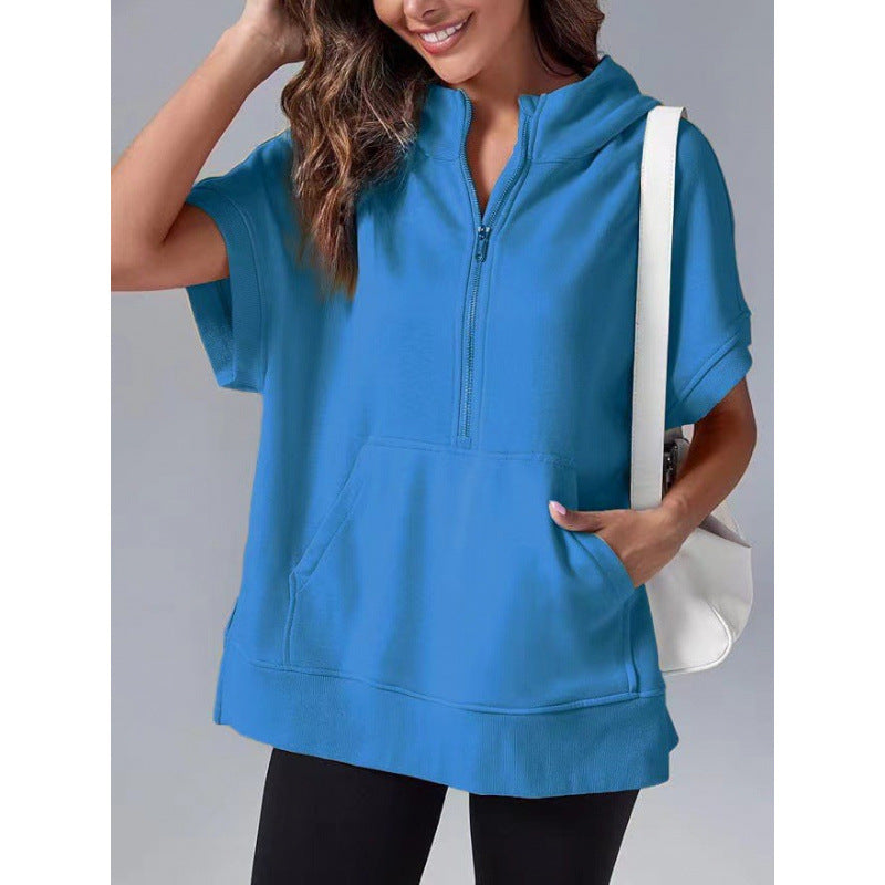 Damen Lässiger Kapuzenpullover mit Reißverschluss und praktischen Taschen EB