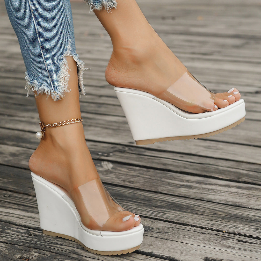 Damen Plattform-Sandalen mit transparentem Obermaterial und rutschfester Sohle EB