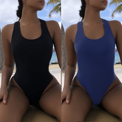 Damen Sportlicher Einteiler Badeanzug EB