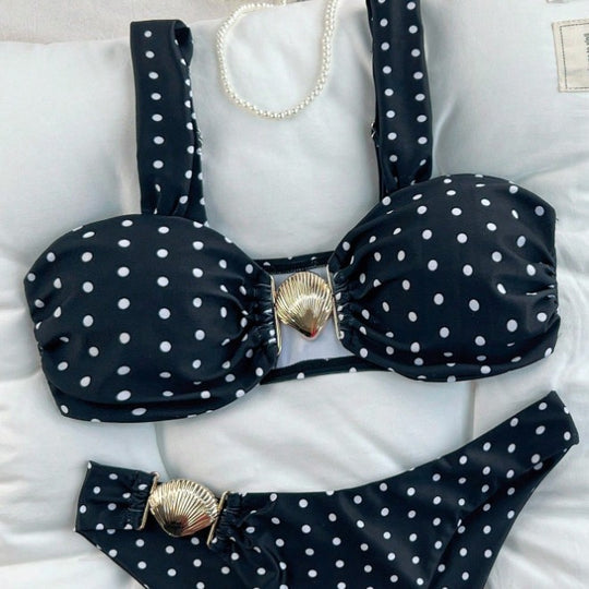 Damen Bandeau-Bikini-Set mit Muschel-Detail EB