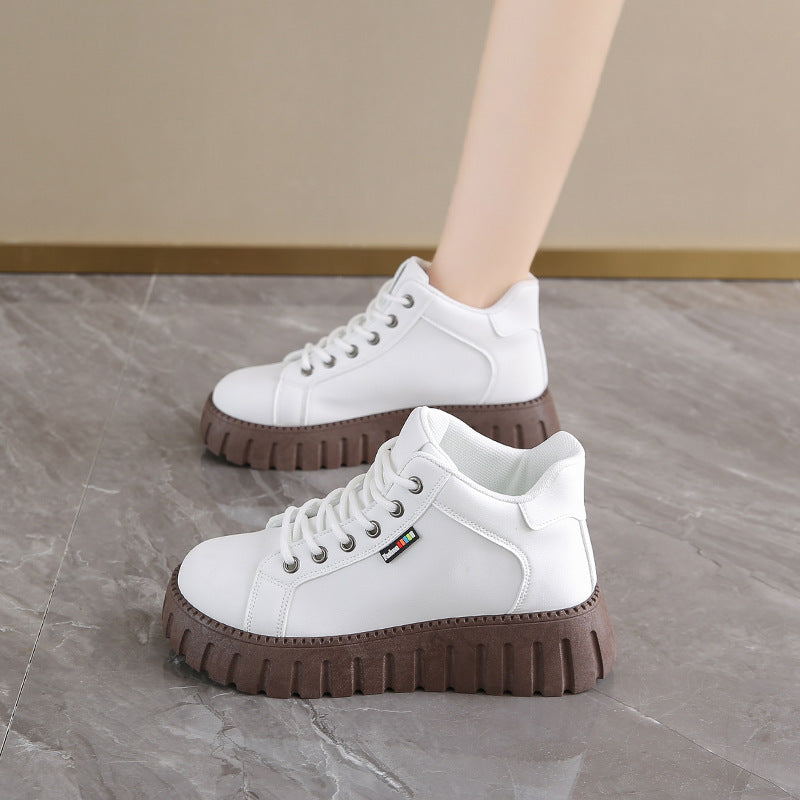 Damen High-Top Sneakers mit dicker Gummi-Laufsohle und wasserabweisendem Obermaterial EB