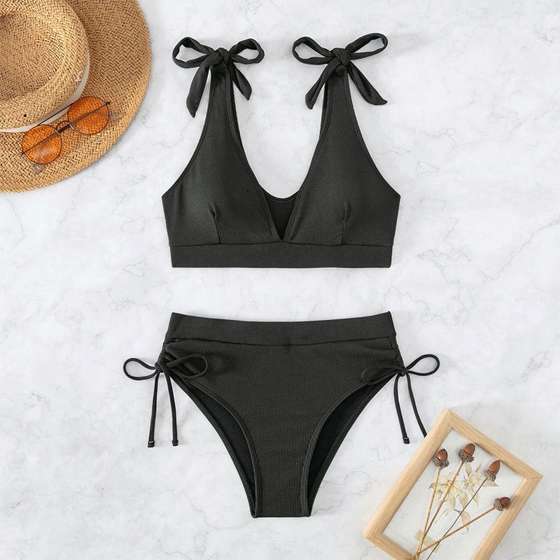 Damen Bikiniset mit hochgeschnittenem Unterteil und verstellbaren Trägern EB
