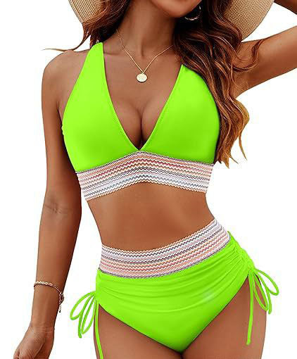 Damen Hochtailliertes Bikini-Set mit verstellbaren Trägern EB