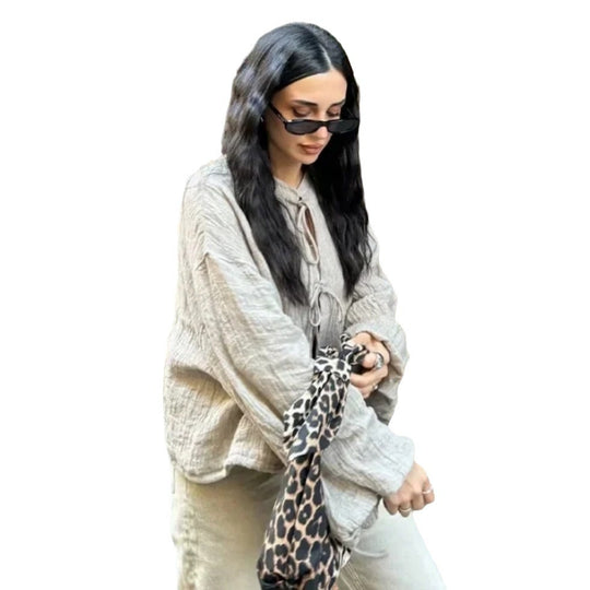 Damen leicht gefütterte Knitjacke mit Kordelzug und weiten Ärmeln EB
