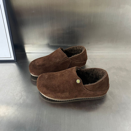 Damen Komfortable Clogs aus hochwertigem Wildleder mit kuscheligem Innenfutter EB