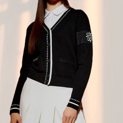 Damen modische Strickjacke mit strukturiertem Design und Taschen EB