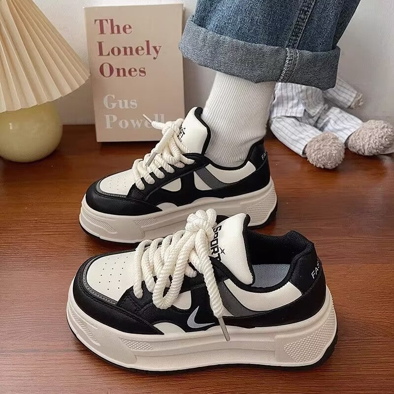 Damen Komfortable Chunky Sneakers mit Socken-Kragen EB