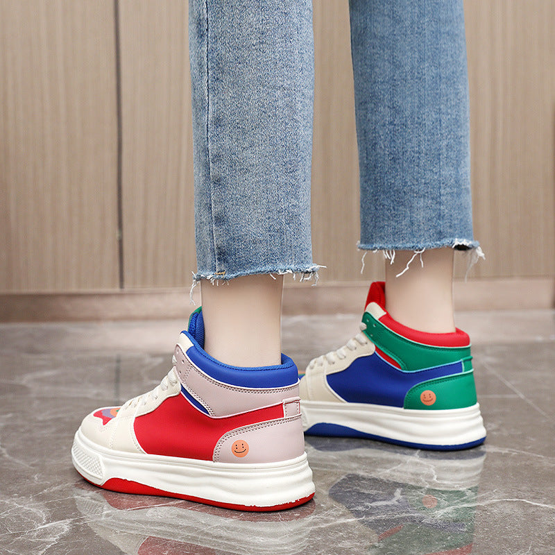 Damen modische High-Top Sneakers mit bunten Akzenten und atmungsaktivem Obermaterial EB