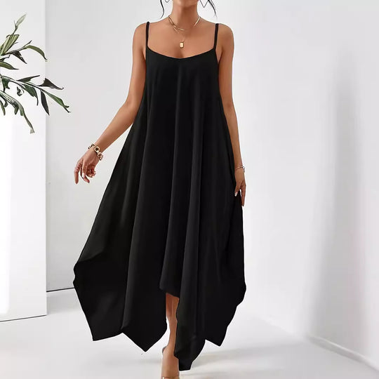 Damen Fließendes Maxikleid mit asymmetrischem Saum EB