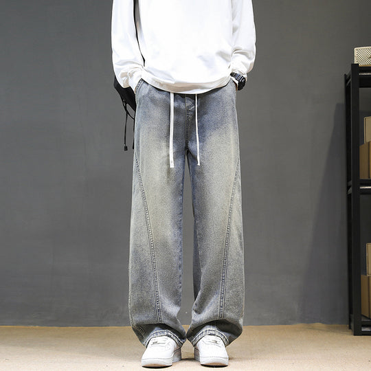 Herren Weitgeschnittene Jeanshose mit elastischem Bund und modernem Design EB